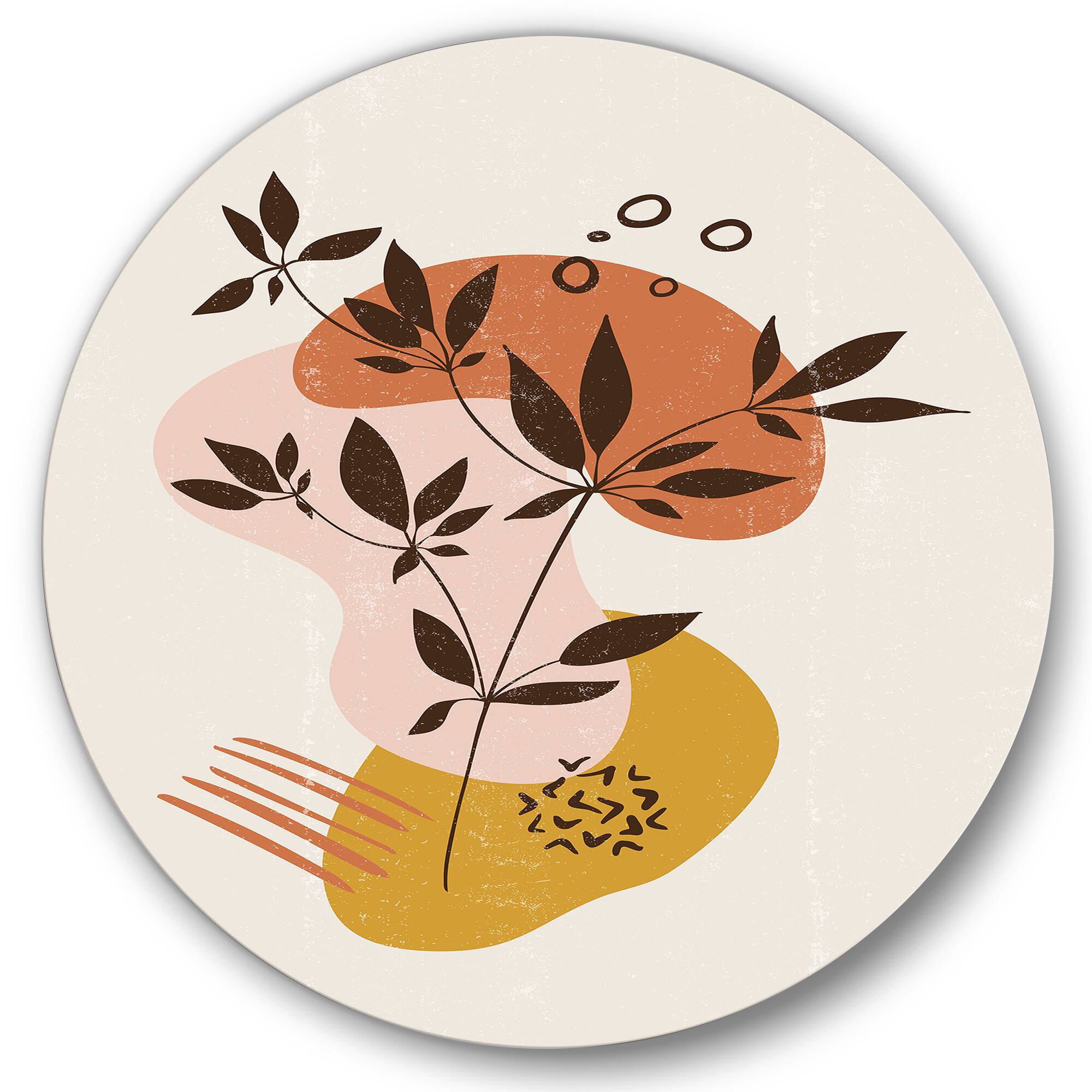 Designart - Vintage Plant With Minimalist Shapes II